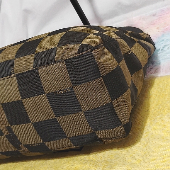 SALE! RARE! Auth FENDI Checkered Vintage Nylon Shoulder Bag W Dust Bag - Picture 8 of 15